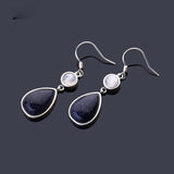 Moonstone Sandstone 925 Silver Drop Earrings