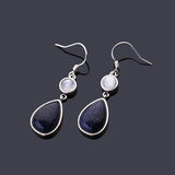 Moonstone Sandstone 925 Silver Drop Earrings