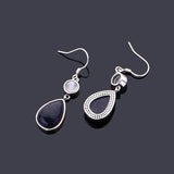 Moonstone Sandstone 925 Silver Drop Earrings