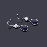 Moonstone Sandstone 925 Silver Drop Earrings