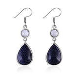 Moonstone Sandstone 925 Silver Drop Earrings