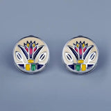 Geometric Enamel Earrings 925 Stamp High Grass Shape Jewelry