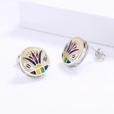 Geometric Enamel Earrings 925 Stamp High Grass Shape Jewelry