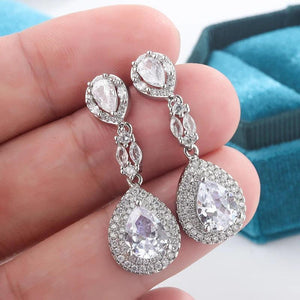 Hot Drop-shaped Cubic Zirconia Pendant Earrings