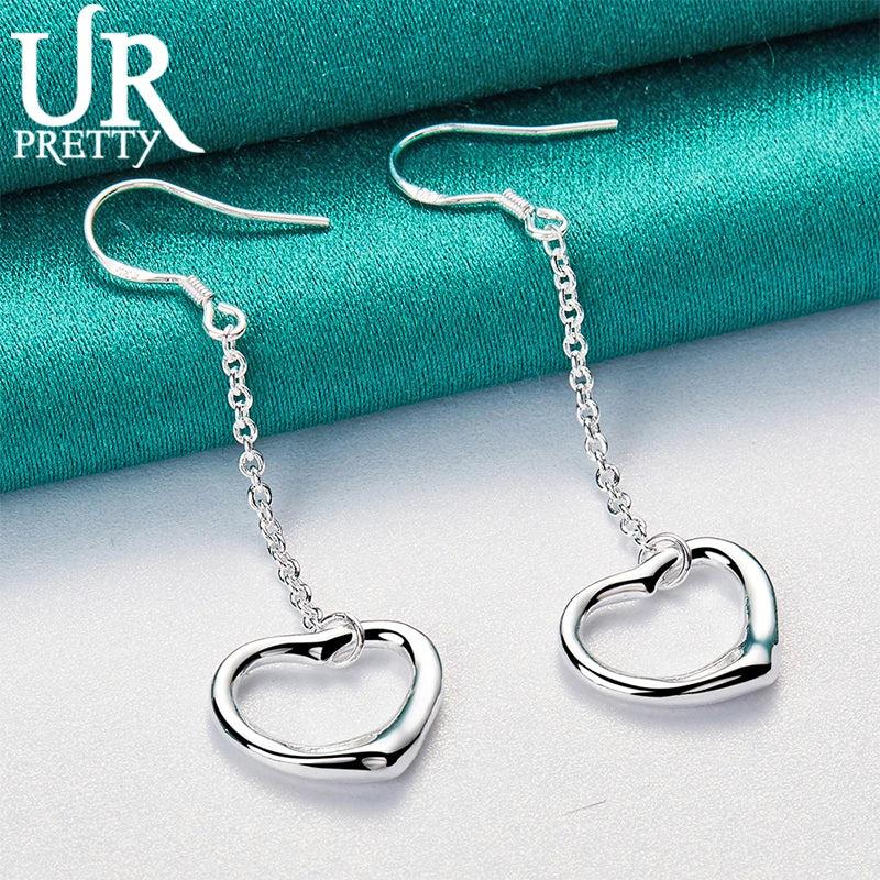 925 Silver Heart Earrings Women Engagement Wedding Jewelry