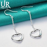 925 Silver Heart Earrings Women Engagement Wedding Jewelry