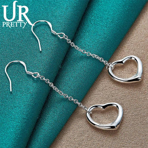 925 Silver Heart Earrings Women Engagement Wedding Jewelry