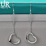 925 Silver Heart Earrings Women Engagement Wedding Jewelry