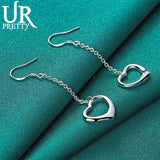 925 Silver Heart Earrings Women Engagement Wedding Jewelry