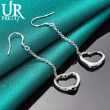 925 Silver Heart Earrings Women Engagement Wedding Jewelry
