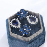 Double Flower Zircon Crystal Pendant Earrings