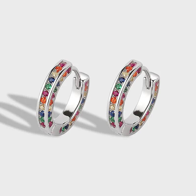 925 Silver Zircon Geometric Earring for Women Girl - Jewelry Gift