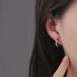 925 Silver Zircon Geometric Earring for Women Girl - Jewelry Gift
