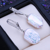 Baroque Pearl Drop Earrings Silver Party Wedding Jewelry Gift