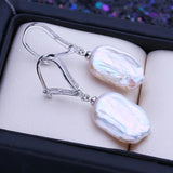 Baroque Pearl Drop Earrings Silver Party Wedding Jewelry Gift