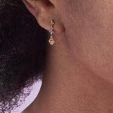 925 Silver Mismatched CZ Turquoise Flower Dangle Earrings