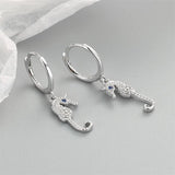 Lovely Zircon Mini Seahorse Silver Earrings For Women