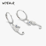 Lovely Zircon Mini Seahorse Silver Earrings For Women