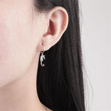 Lovely Zircon Mini Seahorse Silver Earrings For Women