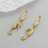 Lovely Zircon Mini Seahorse Silver Earrings For Women