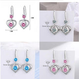 Heart Shape Pink Diamond Zircon Earrings Jewelry Gift
