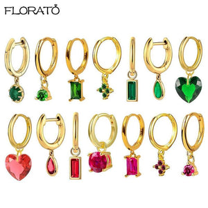Colorful Zircon Pendant Earrings 18K Wedding Jewelry