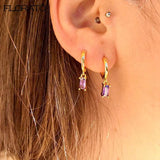 Colorful Zircon Pendant Earrings 18K Wedding Jewelry