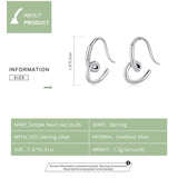 925 Silver Heart Dangle Earrings Birthday Jewelry FIE1333