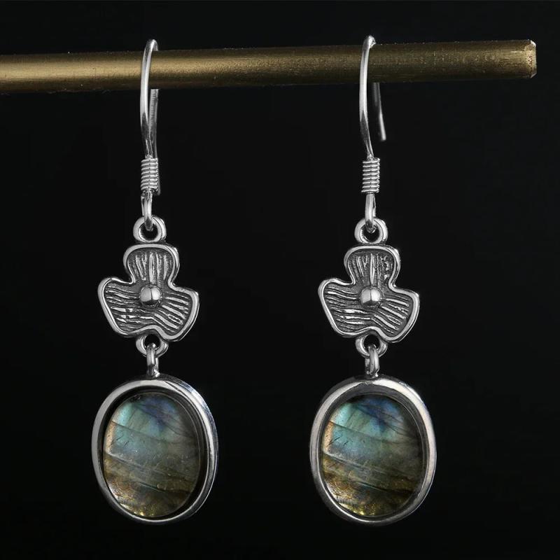 Tiger's Eye Flower Earrings 925 Sterling Silver Rhodochrosite Jewelry