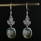 Tiger's Eye Flower Earrings 925 Sterling Silver Rhodochrosite Jewelry