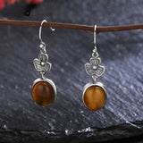 Tiger's Eye Flower Earrings 925 Sterling Silver Rhodochrosite Jewelry