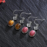 Tiger's Eye Flower Earrings 925 Sterling Silver Rhodochrosite Jewelry