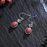Tiger's Eye Flower Earrings 925 Sterling Silver Rhodochrosite Jewelry