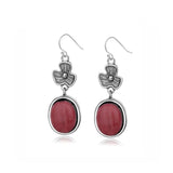 Tiger's Eye Flower Earrings 925 Sterling Silver Rhodochrosite Jewelry
