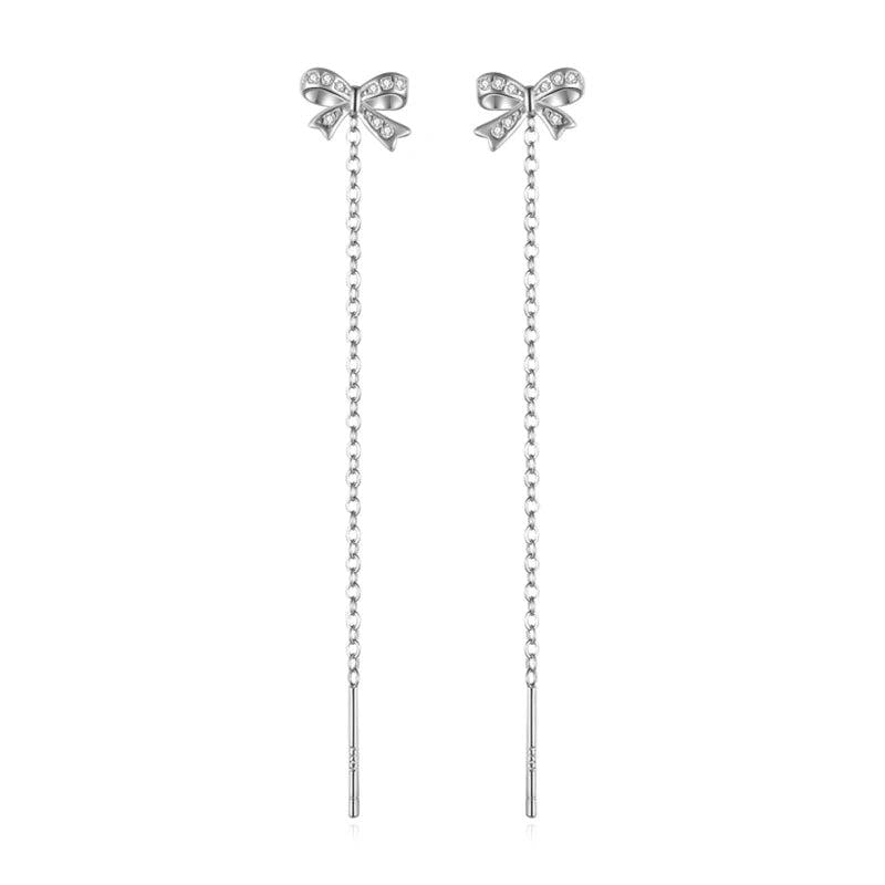 Davis Girls 925 Silver Butterfly Tassel Earring CZ Stud Women Wedding DS3941
