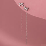 Davis Girls 925 Silver Butterfly Tassel Earring CZ Stud Women Wedding DS3941