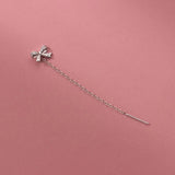 Davis Girls 925 Silver Butterfly Tassel Earring CZ Stud Women Wedding DS3941