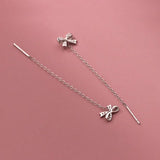 Davis Girls 925 Silver Butterfly Tassel Earring CZ Stud Women Wedding DS3941