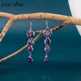 Purple Zircon Silver Earrings Women's Ear Hook 925 Jewelry