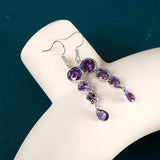 Purple Zircon Silver Earrings Women's Ear Hook 925 Jewelry
