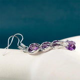 Purple Zircon Silver Earrings Women's Ear Hook 925 Jewelry