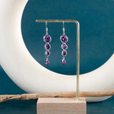 Purple Zircon Silver Earrings Women's Ear Hook 925 Jewelry