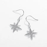Kaletine 925 Silver Zircon Snowflake Earrings Women Dazzling Drop Jewelry