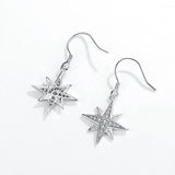Kaletine 925 Silver Zircon Snowflake Earrings Women Dazzling Drop Jewelry