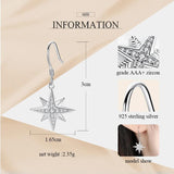 Kaletine 925 Silver Zircon Snowflake Earrings Women Dazzling Drop Jewelry