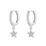 Star Zircon Copper Plated Drop Earrings 18K Pendientes