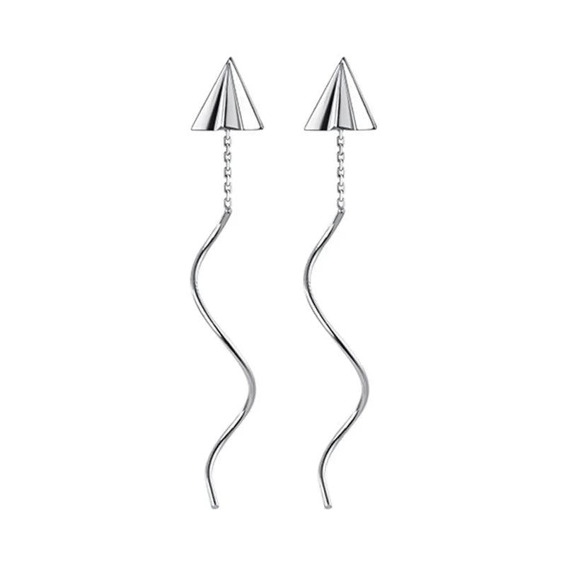 Trustdavis 925 Silver Paper Airplane Linked Ear Line Wedding Jewelry DS661