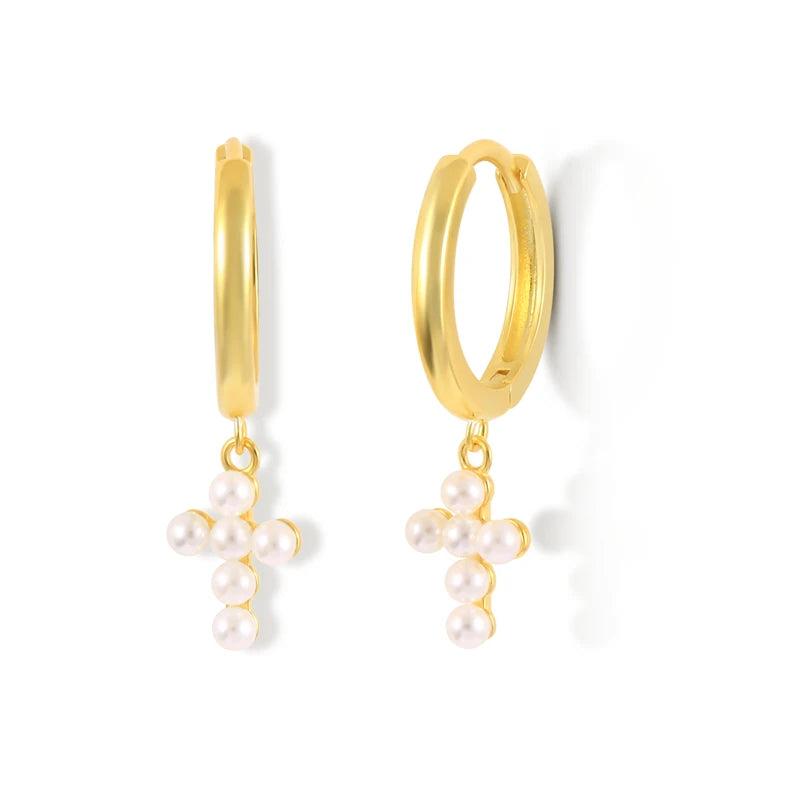 925 Silver CZ Dangle Drop Earrings Women Piercing Huggie Jewelry
