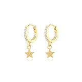 925 Silver CZ Dangle Drop Earrings Women Piercing Huggie Jewelry