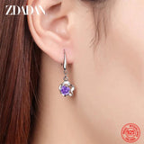 925 Silver Flower Amethyst Earrings for Women